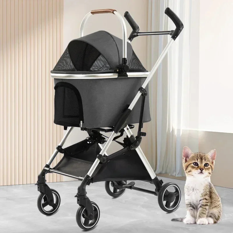 new Japanese and Korean Fashion Pet Cart Lightweight Folding Car Bag Split Outdoor Walking Cat and Dog Cart