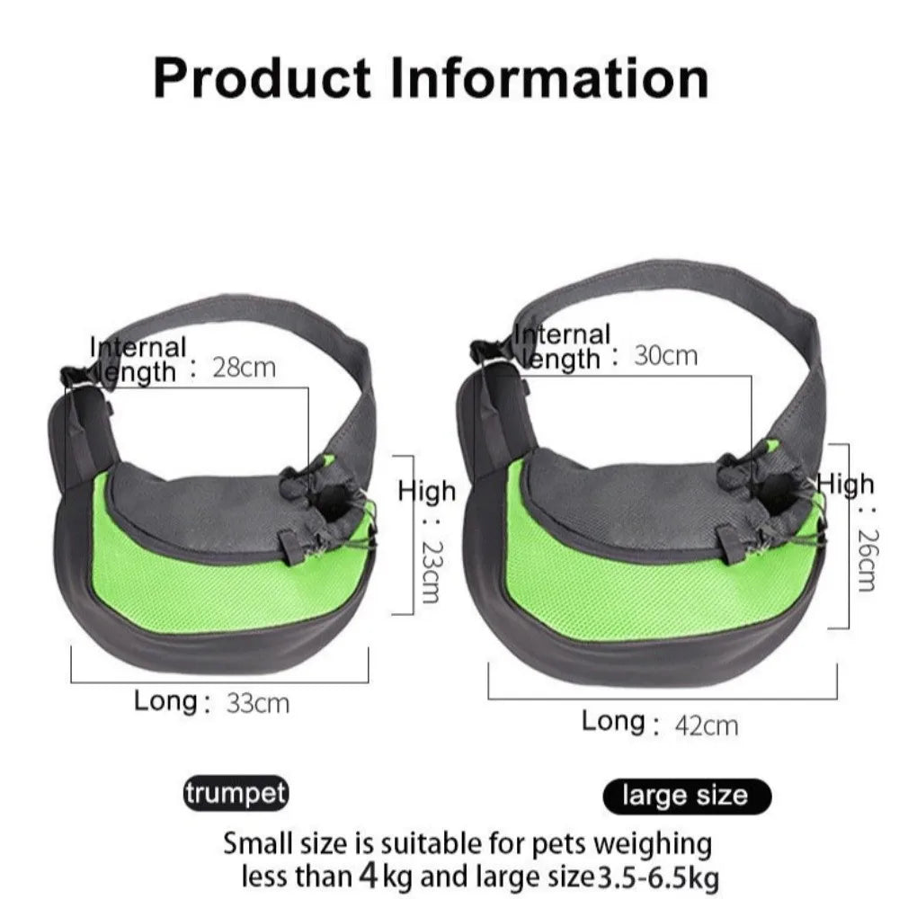 Hands-Free Puppy Carrier Backpack Breathable Crossbody Bag Travel Shoulder Bag Multi-size Oxford Cloth Mesh Sling Bag