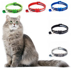 Reflective Cat Head Pattern Cat Collar with Bell — Adjustable Decorative Kitten Neck Strap