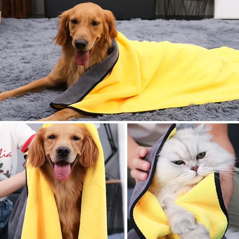 Quick Drying Dog Towels Pet Absorbent Towel Microfiber Cat Dog Bathing Towel Dog Bathrobes Wiping Cloth Pet Cleaning Supplies