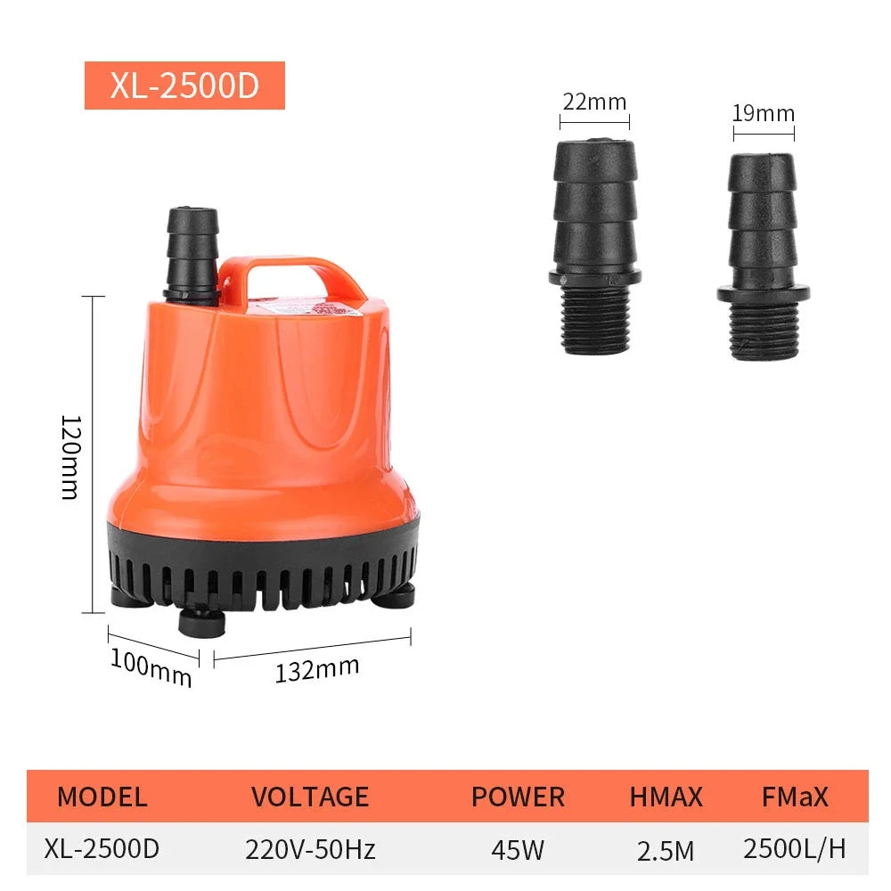 Submersible Aquarium Pump (30–110W, Bottom Suction, Multi-Function)