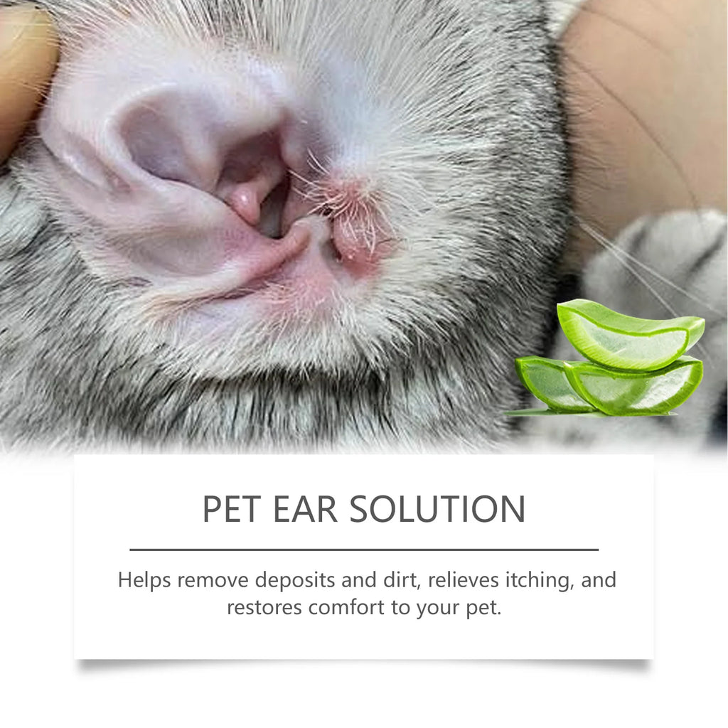 Pet Ear Cleaner Remove Ear Mites Odor Removal Dirt Relieve Itching Reduce Redness Soothing Nourishing Deodorization Pet Ear Care
