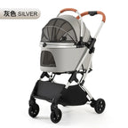 STLFLightweight Foldable 4-Wheel Pet Stroller for Medium and Large Dogs Teddy Babies and Small Pets Convenient Travel Cart