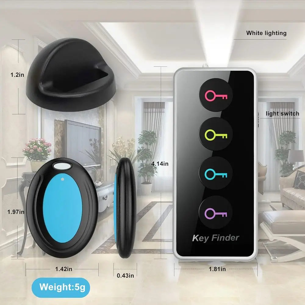 High-Decibel Wireless Key Finder Set with 4 Receivers & 100 LED Tags