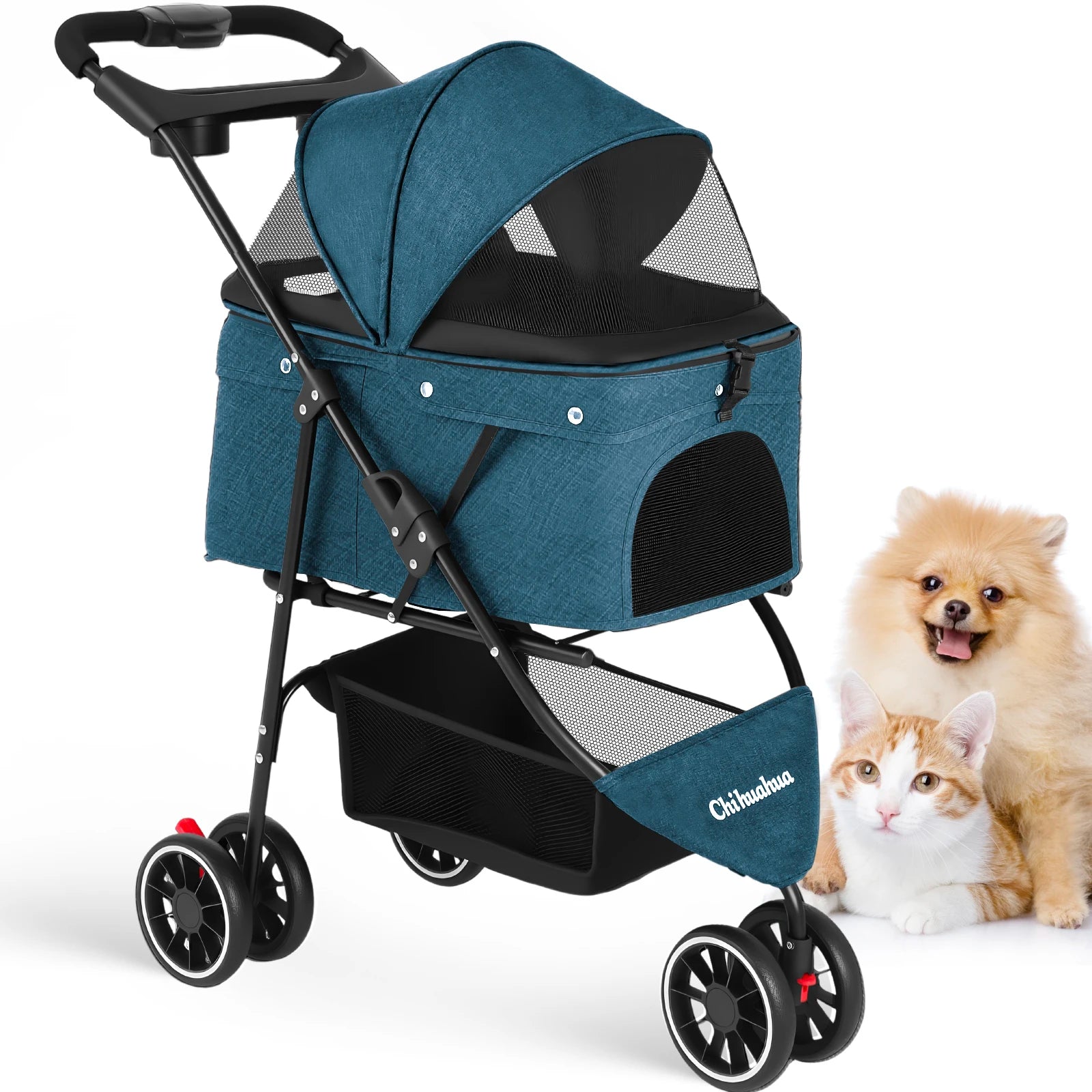 Portable Foldable Pet Stroller with Canopy (Small Dogs & Cats)