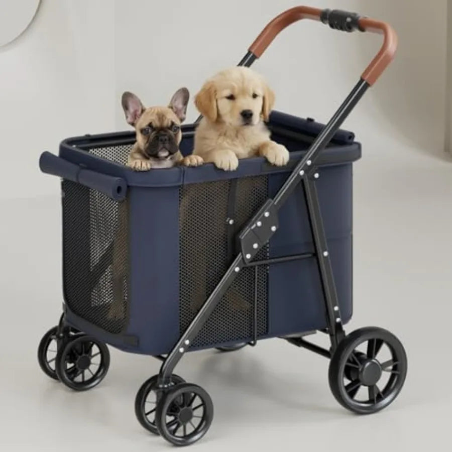 Dog Stroller for Large and Medium Dogs, Pet Stroller for 2 Small Dogs Up to 80 Lbs, Extra Large Heavy Duty, Folding and Breatha