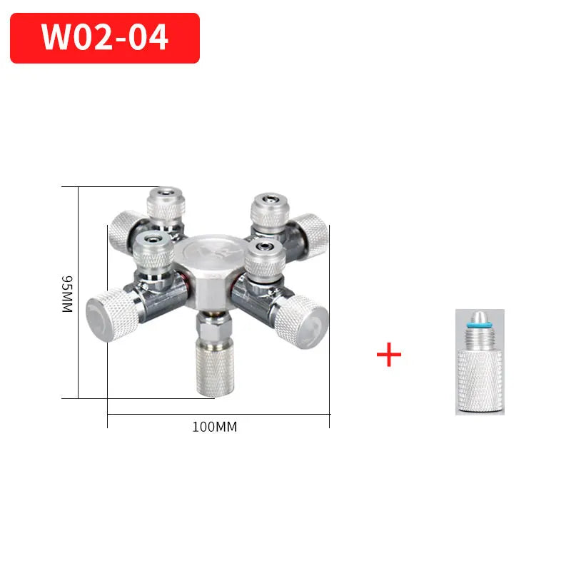 ZRDR Stainless Steel Aquarium Multi Way CO2 Distributor Splitter Needle Valve, Check Valve Bubble Counter for Solenoid Regulat