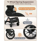 Pet Stroller with Detachable Carrier for Small Medium Dogs Cats, Smooth Comfort Ride with Shock-Absorbing Suspension, Foldable