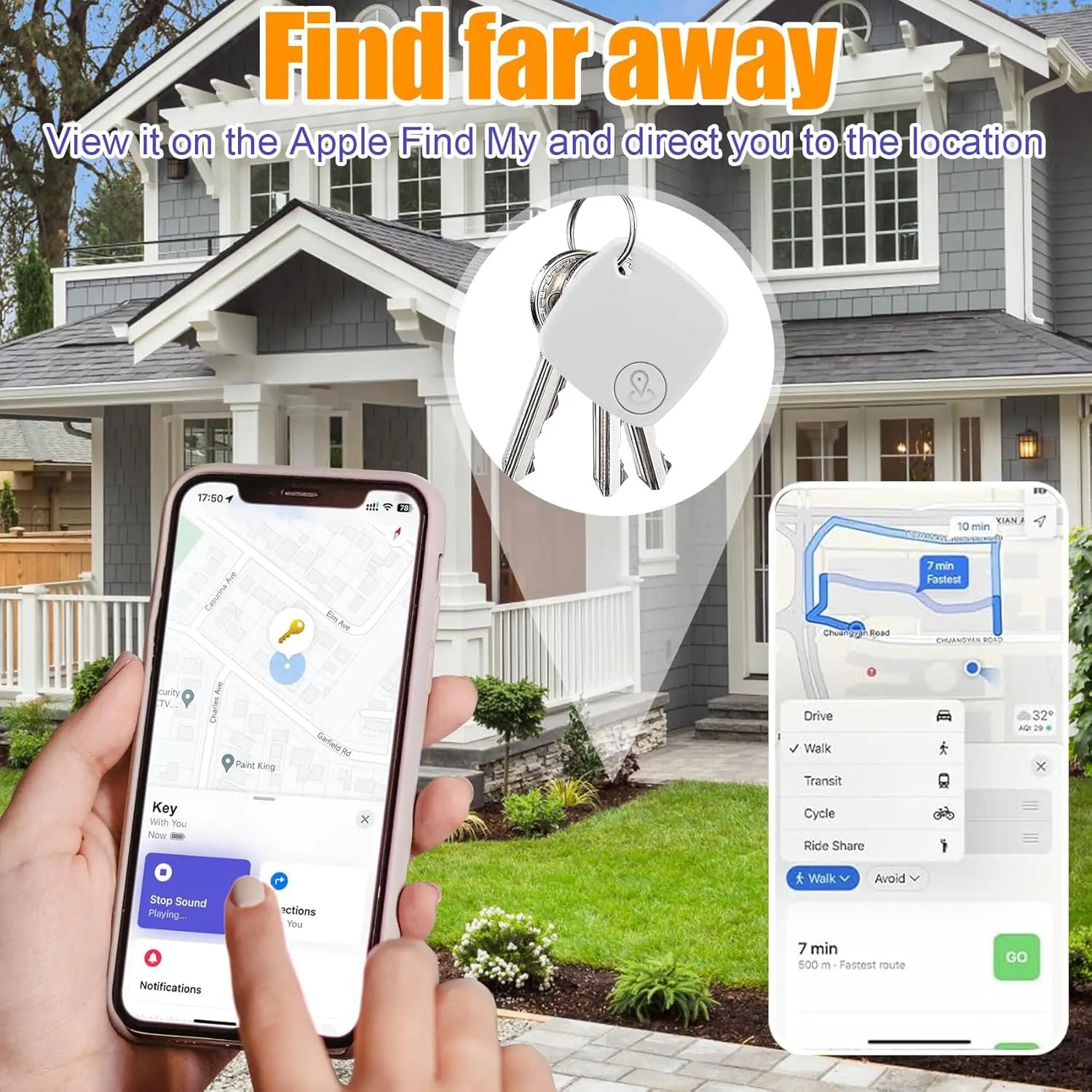 Round Bluetooth GPS Tracker Tag for Keys, Wallets, Pets & Bags - Apple & Google Find My