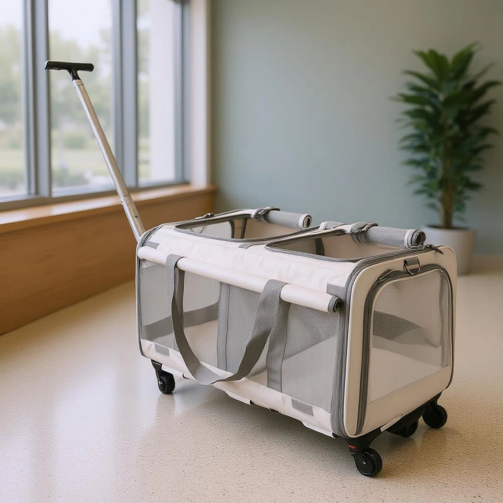 Pet Stroller Suitcase Mesh Panels Soft-Sided Pet Stroller Pet Transport Top Opening Ventilated