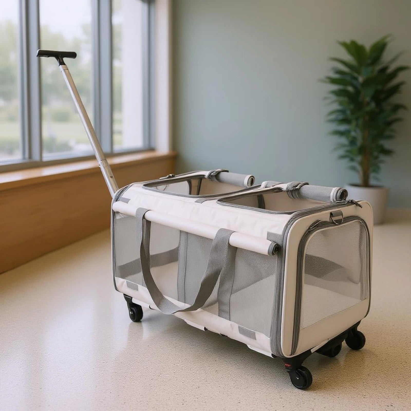 Pet Stroller Suitcase Mesh Panels Soft-Sided Pet Stroller Pet Transport Top Opening Ventilated