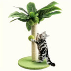 Coconut Tree Cat Scratching Post with Hanging Ball — All-Season Indoor Cat Exercise & Play Tower