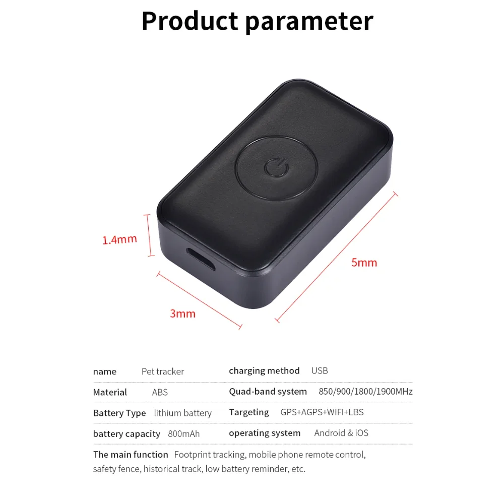 GSM & AGPS Waterproof GPS Pet Collar Tracker with Real-Time Calls & Remote Control - Locator for Cats & Dogs
