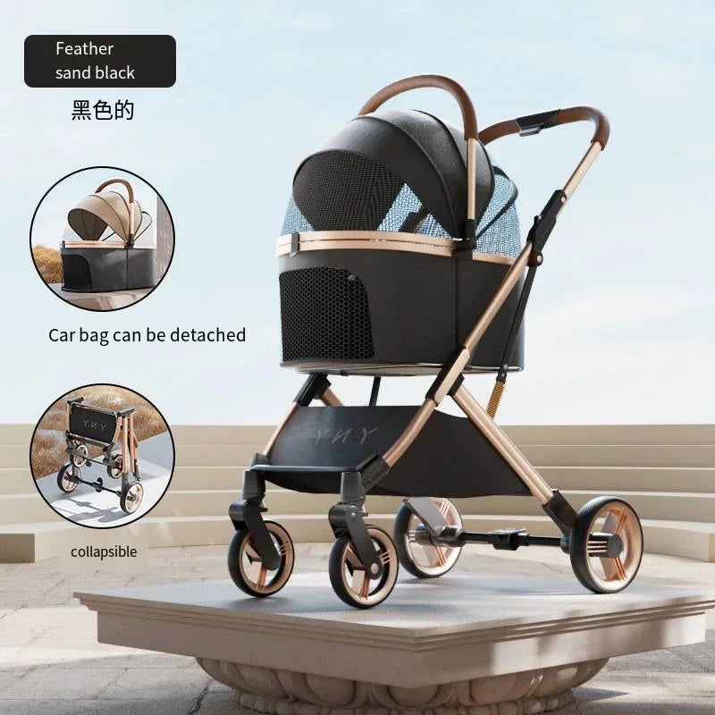 Separable Pet Stroller Pet Cart with Multifunctional Bag Separation Ultra Easy To Carry One Click Collection Cat Dog Stroller