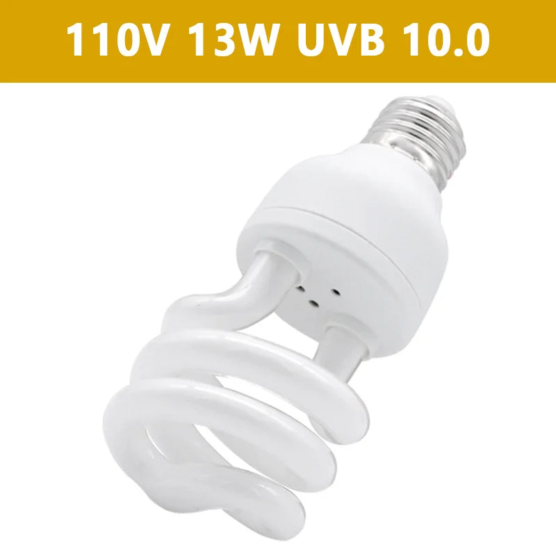 UVB 5.0 10.0 Reptile Heating Lamp 13W /26W UV Energy Saving Bulb Terrarium Basking Reptile Light Turtle Lizard Snake Lamps