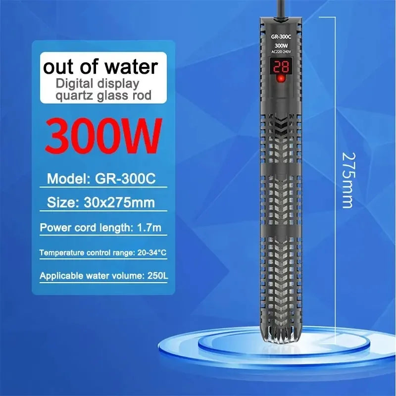 Aquarium Submersible Heater with LCD Display (500W, Digital Adjustable Temperature)