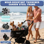 4 Wheels Pet Stroller 4 in 1 Pet Stroller with Detachable Carrier for Small & Medium Dogs Cats up to 55 lbs Easy-Folding Travel