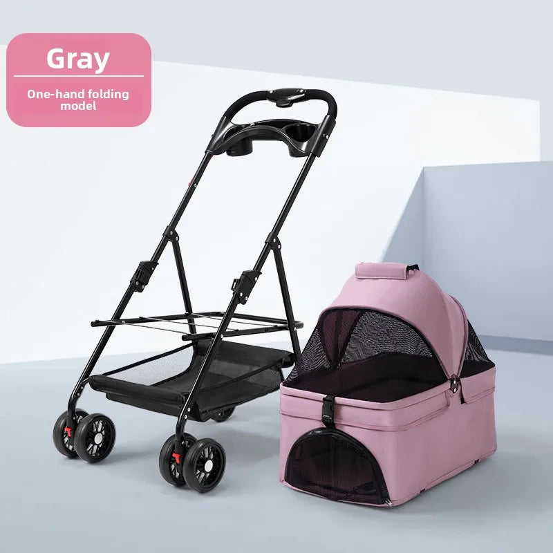 Pet Stroller Poodle Cats Small Pets Lightweight Foldable Outdoor Travel Pet Stroller Pet Trolley Puppy Stroller Dog Trolley