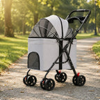 Foldable Pet Stroller Carrier Wheeled Mesh Pet Stroller