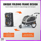 2-in-1 Pet Stroller and Dog Bike Trailer with Quick Release Wheels Foldable Bicycle Carrier for Dogs Cats 30-50kg Pet