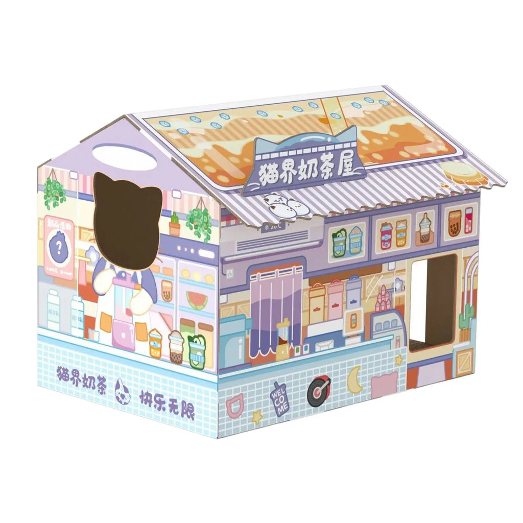 Milk Tea Shape Cat House Cardboard Scratcher — Kitten Furniture Protector & Pet Bed
