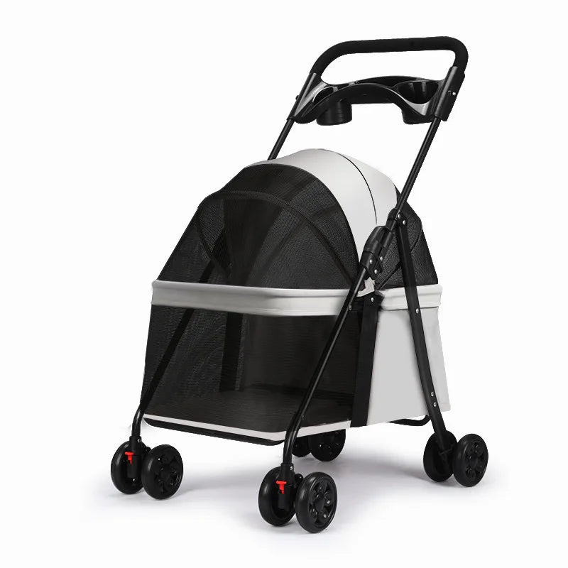 Detachable Integrated Pet Stroller Lightweight Foldable Hand Push Cart for Small Dogs Cats Outdoor Walking Travel