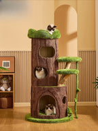 Solid Wood Jungle Cat Tree with Scratching Board