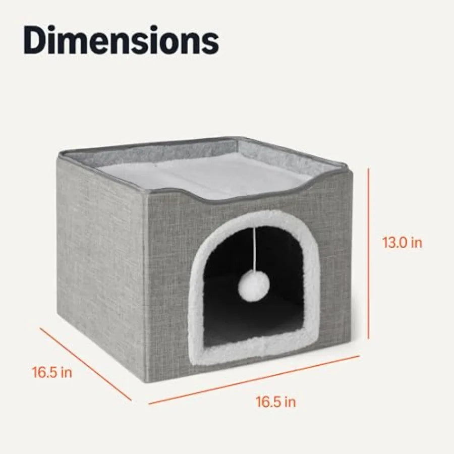 Foldable Cat Condo with Sisal Scratch Pad (Grey)