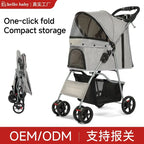 Foldable lightweight pet, cart is portable and breathable when going out, universal travel trolley for cats and dogs