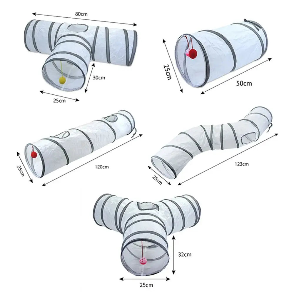 Foldable Polyester Cat Tunnel Tube — Portable Breathable Interactive Play Nest for Cats & Small Pets