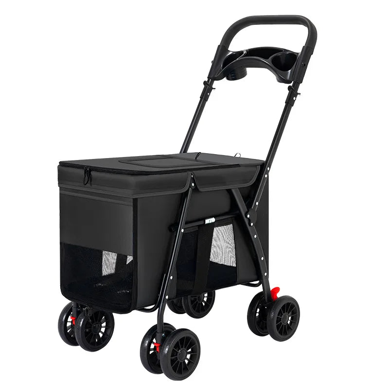 Lightweight Foldable Pet Stroller Hand Push Travel Cart for Small Medium Large Dogs Cats Teddy Outdoor Walking