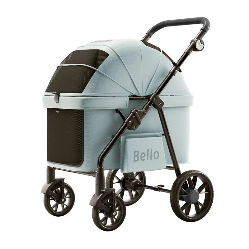 STLFBello New Design Foldable Pet Stroller for Large Dogs 4 Wheels Premium Travel Carrier