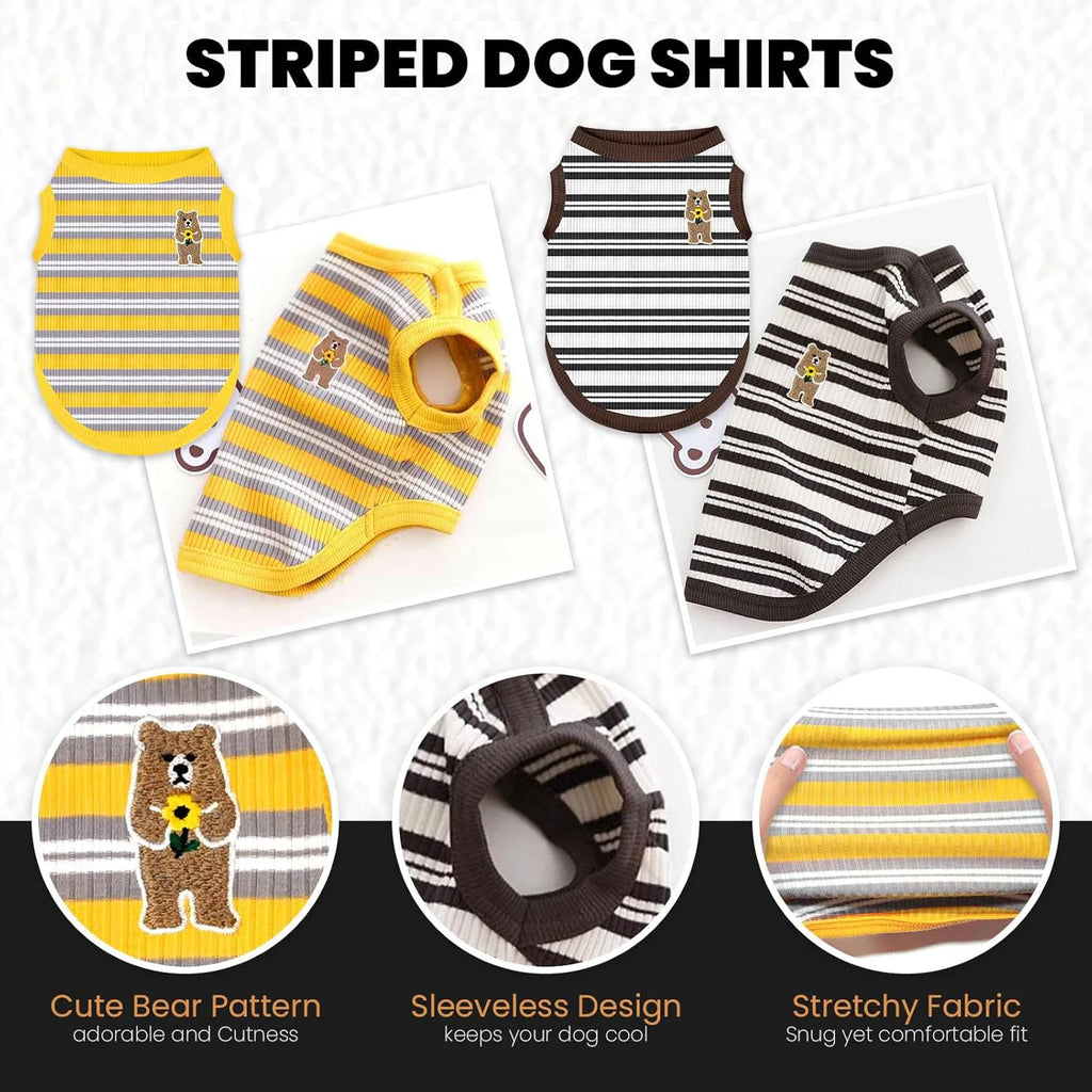 Striped Sleeveless Cat T-Shirt Vest — Stretchy Soft Breathable Kitten Tank Top Pet Clothes