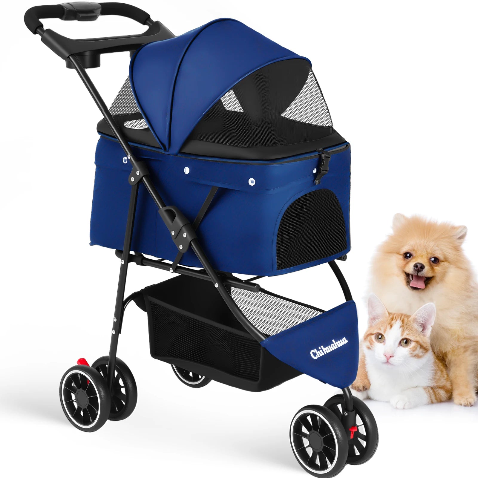 Portable Foldable Pet Stroller with Canopy (Small Dogs & Cats)