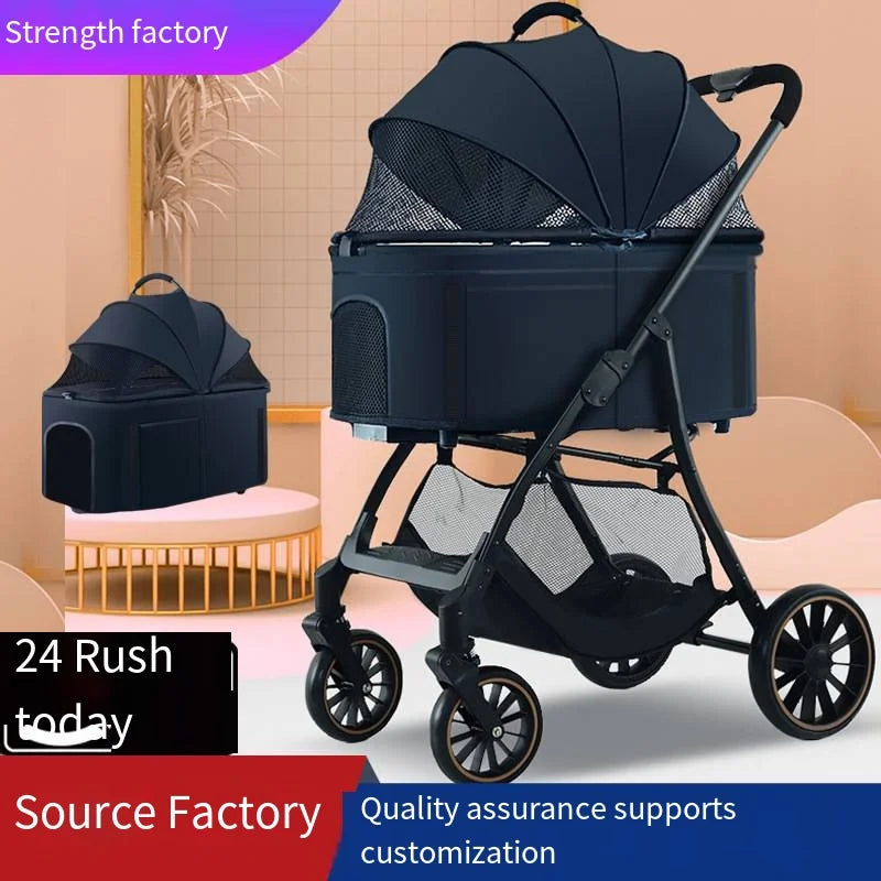 2026 Lightweight Pet Stroller for Dogs and Cats Detachable Foldable Small Cart Portable Walker for Pets Going Out Pet Trolley