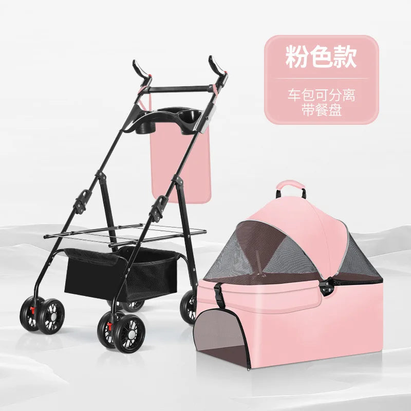 Pet Stroller for Dogs and Cats, Portable Foldable Travel Carrier for Small to Medium Pets, Outdoor Walking Jogging Cart