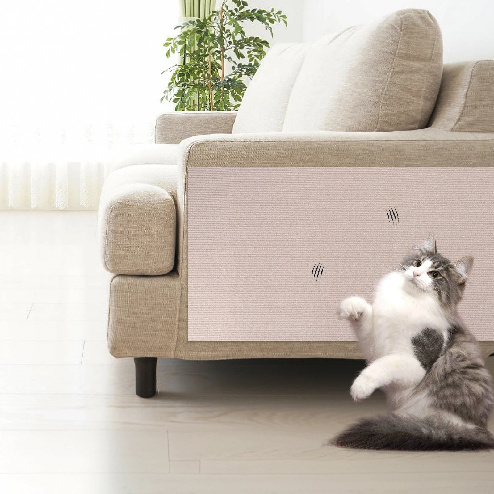Self-Adhesive Cat Scratch Mat — Trimmable Wear-Resistant Furniture Protector Claw Pad for Couch & Sofa