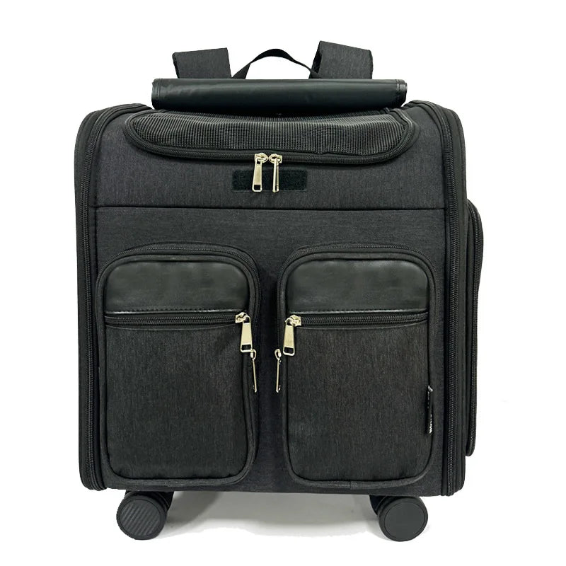 Approved Telescopic Pet Trolley Carrier Bag Luxury Foldable Wheel Pet Trolley Bag Case Folding Pet Travel Carrier Bag