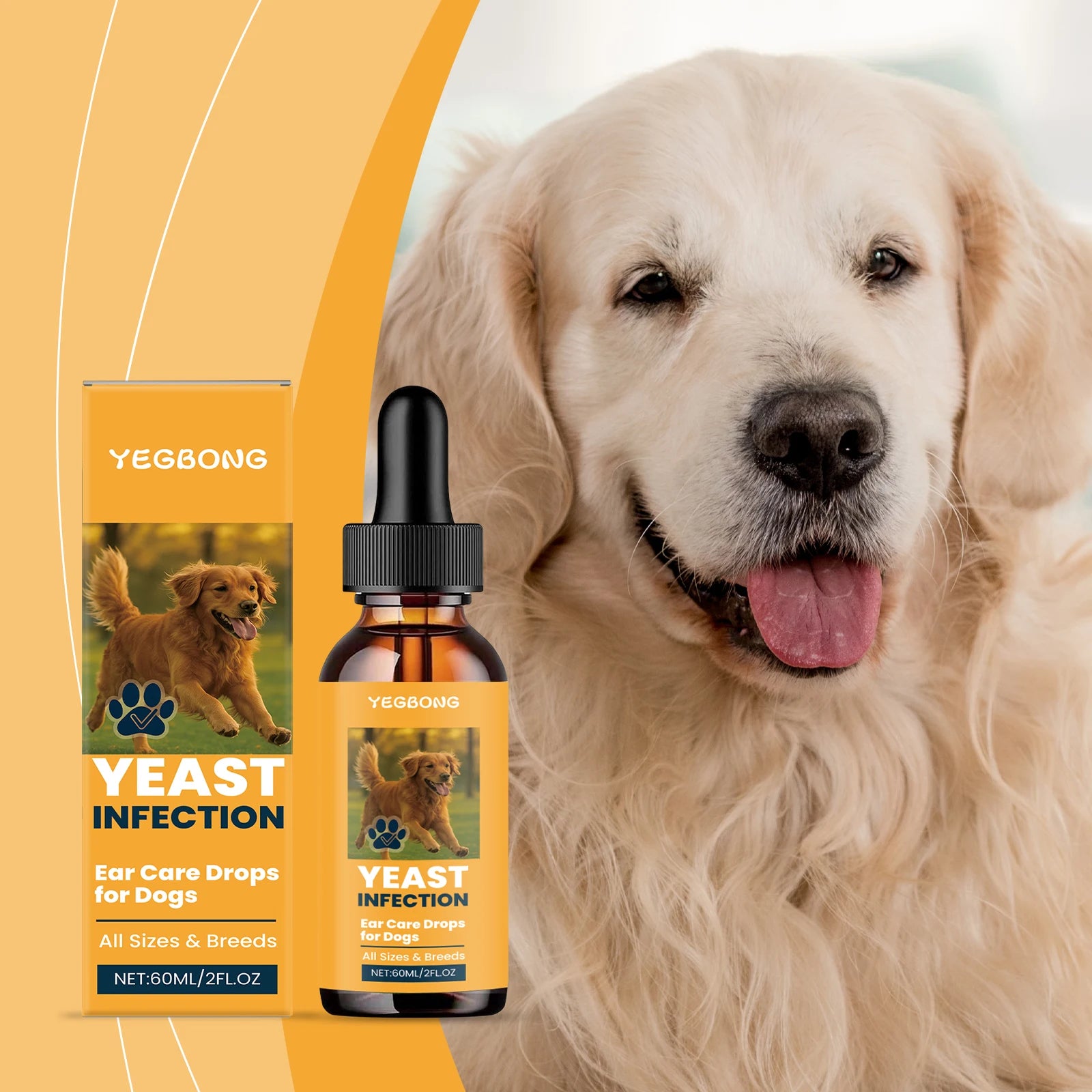 Yegbong 60ML Pet ear wash Cats and dogs ear water cleaning ear mite ear drops ear drops Department care pet cleaning products