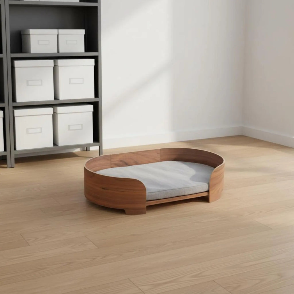 Oval Wooden Pet Sofa Bed with Removable Cover (All-Season)