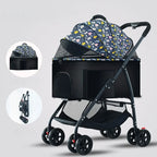 New Portable Foldable Pet Stroller Detachable Pet Stroller Pet Carrier Cat Travel Supplies Lightweight and Breathable Cat Basket