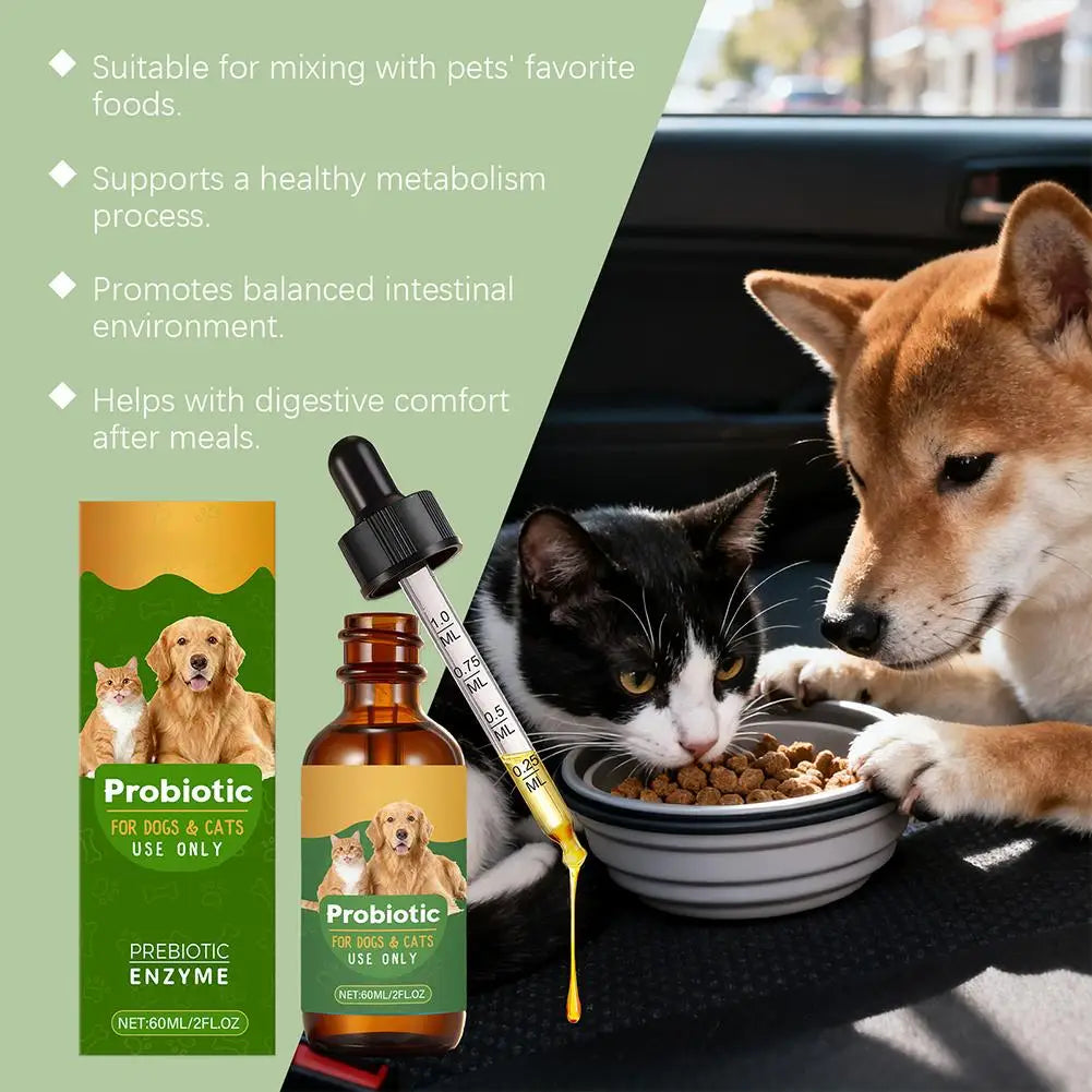 Pet Nutrition Supplement Probiotic Drops Containing Enzymes Used For Dog Cat Digestion And Immune Support Health Supplement 60ML