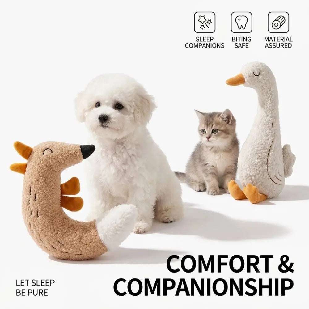 Goose Cartoon Plush Pet Chew Toy with Rustle Sound — Interactive Teething Toy for Cats & Dogs