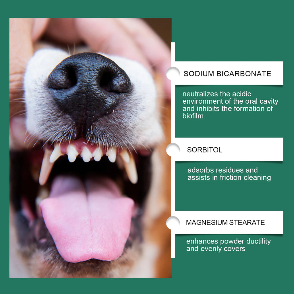 100g Pet Teeth Cleaning Powder for Dog Reduces Tartar Calculus Protect Dog Oral Gum Health Freshen Breath Dog Cleaning Powder