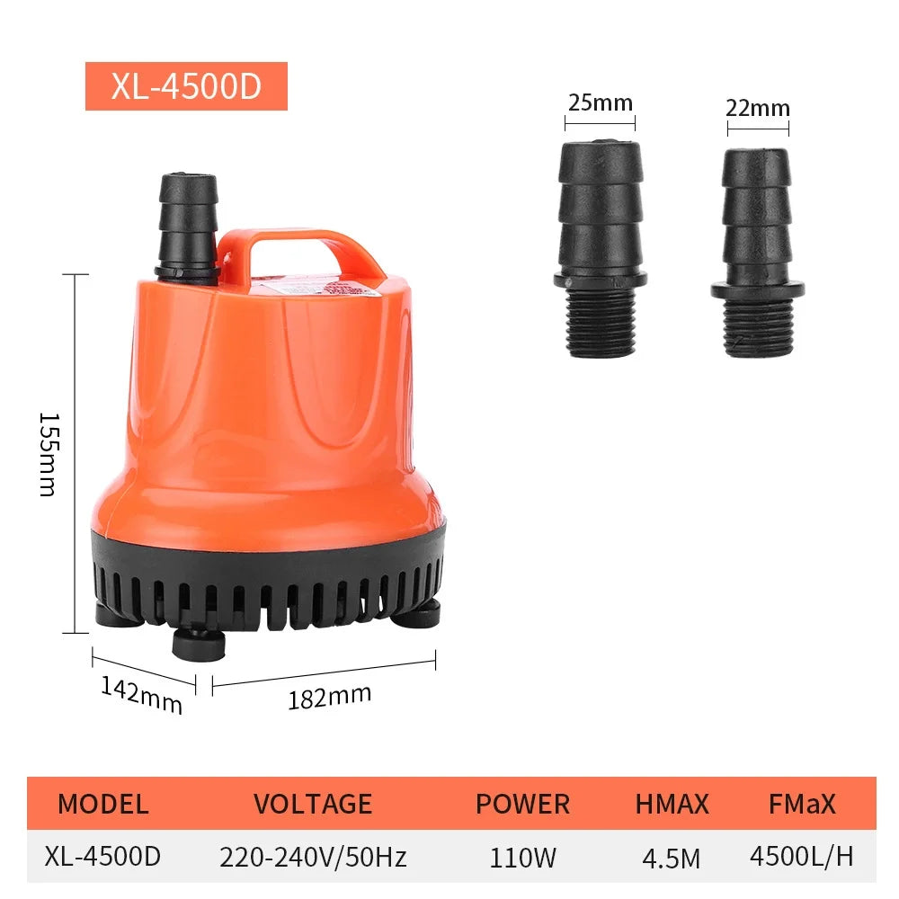 Submersible Aquarium Pump (30–110W, Bottom Suction, Multi-Function)