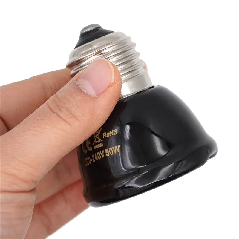 E27 Pet Heating Lamp Black In-Frared Ceramic Emitter Heat Light Bulb Pet Brooder Reptile Mini Infrared Lamp 25/50/75/100W