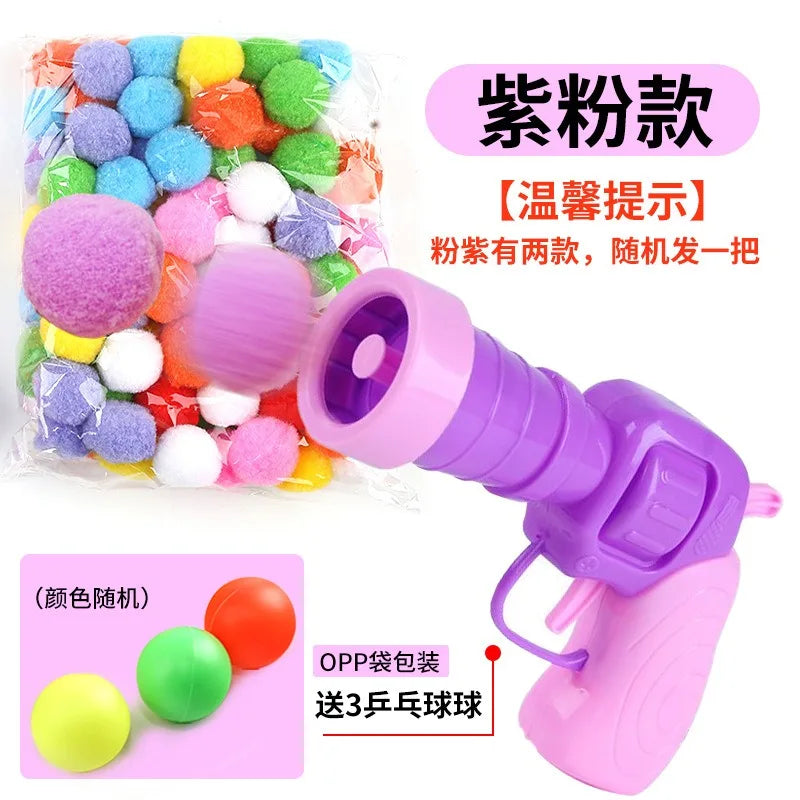 Cat Stick Hairball Gun Launcher — Indoor Self-Play Pom Pom Ball Launch Training Toy for Cats