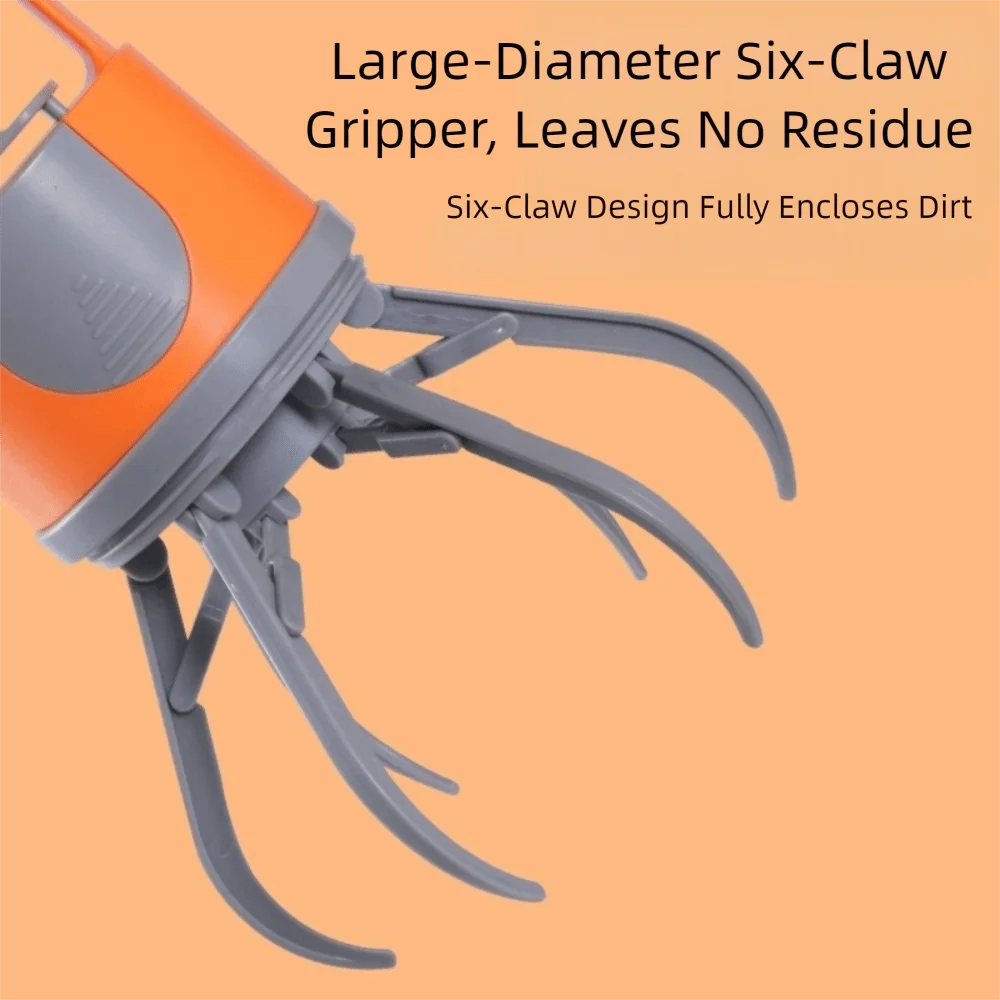 No-Touch Pickup Dog Pooper Scooper Six-Claw Plastic Pet Waste Grabber Portable with Hanging Rope Pet Poop Picker Camping Trips