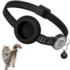 AirTag Cat Collar with Reflective Strip & QR Tag — Adjustable Kitten Collar with Air Tag Holder