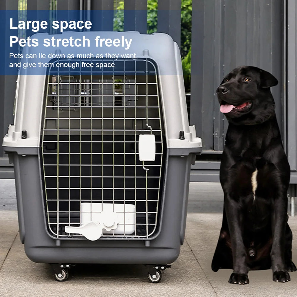 Pet Carrier Kennel Airline-Friendly Dog Travel Cate Portable Dog Cage for Large Pets Air Box, 33 Inches, for Dogs Up To 44lbs